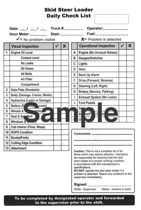 osha skid steer checklist|skid steer daily inspection checklist.